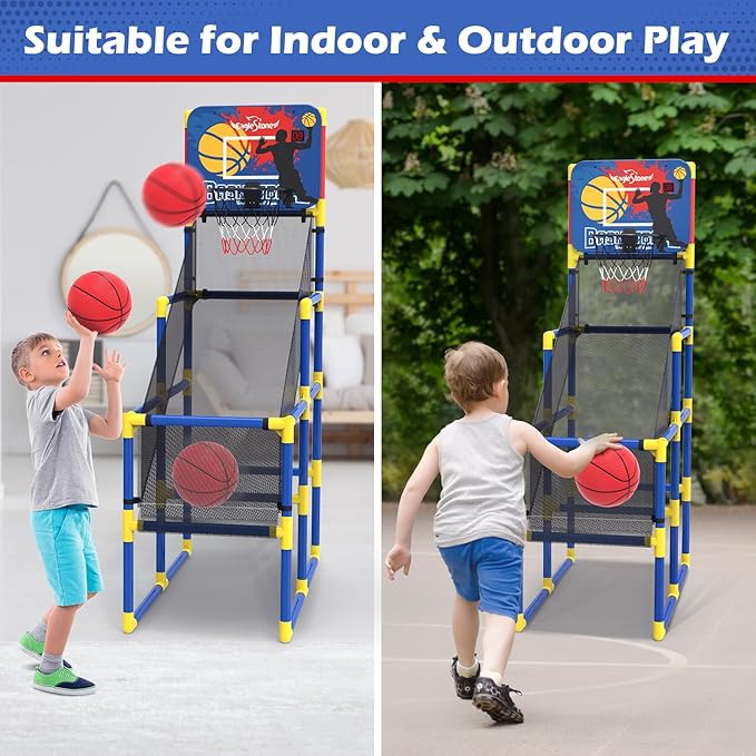 Kids Basketball Hoop Arcade Game W/Electronic Scoreboard Cheer Sound, Basketball Hoop Indoor Outdoor W/4 Balls, Basketball Game Toys Gifts for Kids 3-6 5-7 8-12 Toddlers Boys Girls