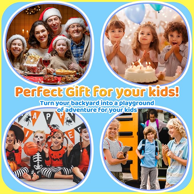 Gardenature 10FT Climbing Dome, Outdoor Jungle Gym for Kids, Geometric Dome Climber Supporting 880 Lbs Anti-Rust Metal Outdoor Play Structure ASTM Approved Blue & Yellow