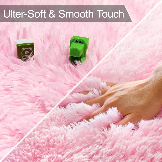 2x8 Pink Fuzzy Rug Runner for Bedroom Girls - Image 5
