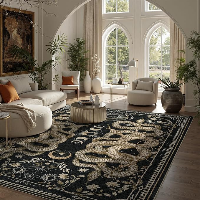 DCX Washable 5x7 Snake Rug, Soft Low Pile Carpet, Kid & Pet Friendly - Image 2