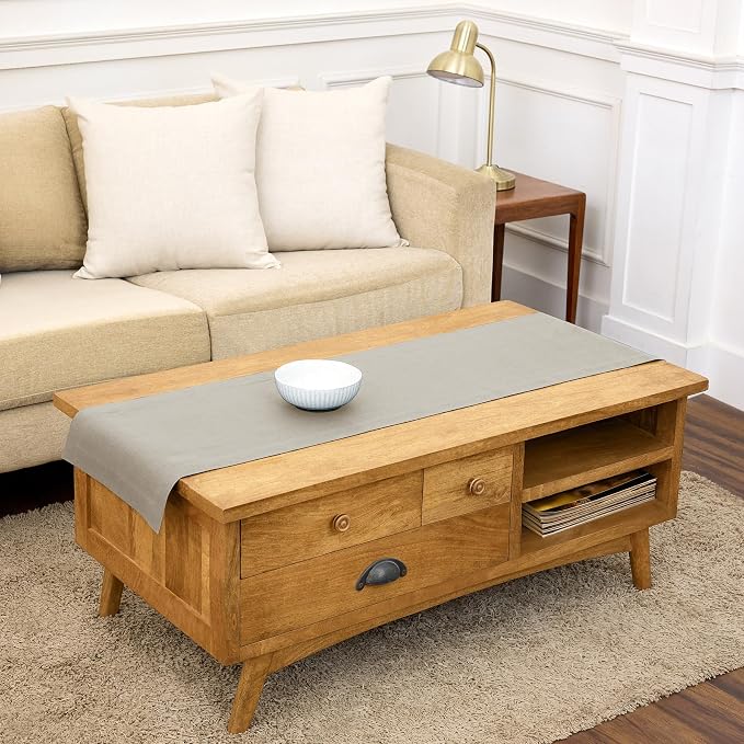 Solino Home 100% Pure Linen Table Runner Natural Woven, Fete 14 x 48 in | Table by SolinoHome