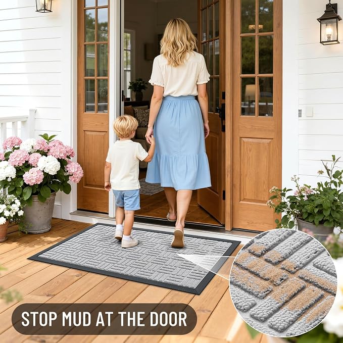 OLANLY Front Door Mat Outside Entrance 47x23, Heavy Duty Sturdy Natural Rubber - Image 7
