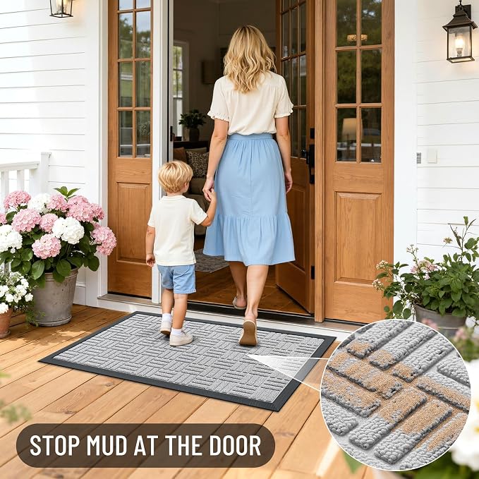 OLANLY Front Door Mat Outside Entrance 47x17, Heavy Duty Sturdy Natural Rubber - Image 7
