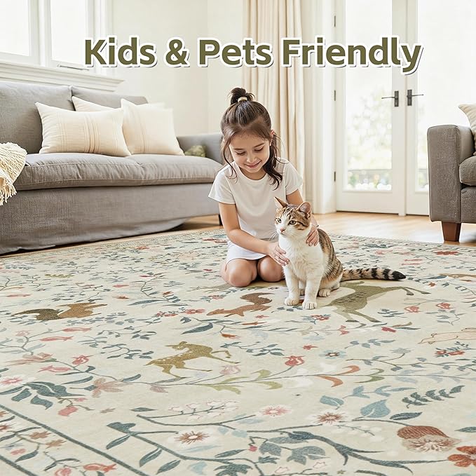 6x9 Area Rugs Washable Rug: Large Boho Living Room Rug Soft Non-Slip Low Pile - Image 5