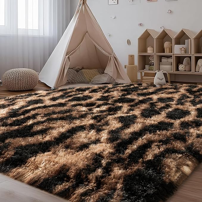 qulint Leopard Rug for Bedroom, 4x6 Fluffy Cheetah Rug for Living Room - Image 7