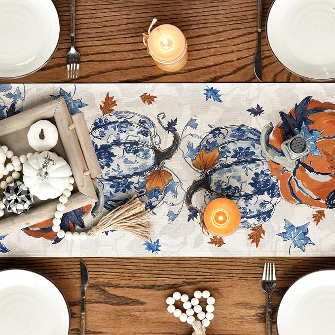 Artoid Mode 210 GSM Fall Table Runner 13x72 Inch Home Party Decor | Pumpkins - Image 7