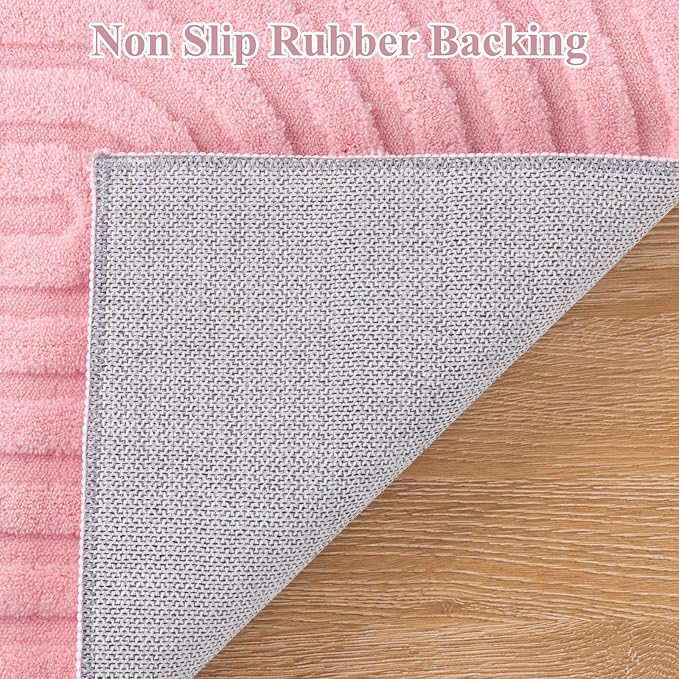 Pauwer Pink Area Rug for Girls Bedroom 2x3 Soft Fluffy Non Slip Machine - Image 4