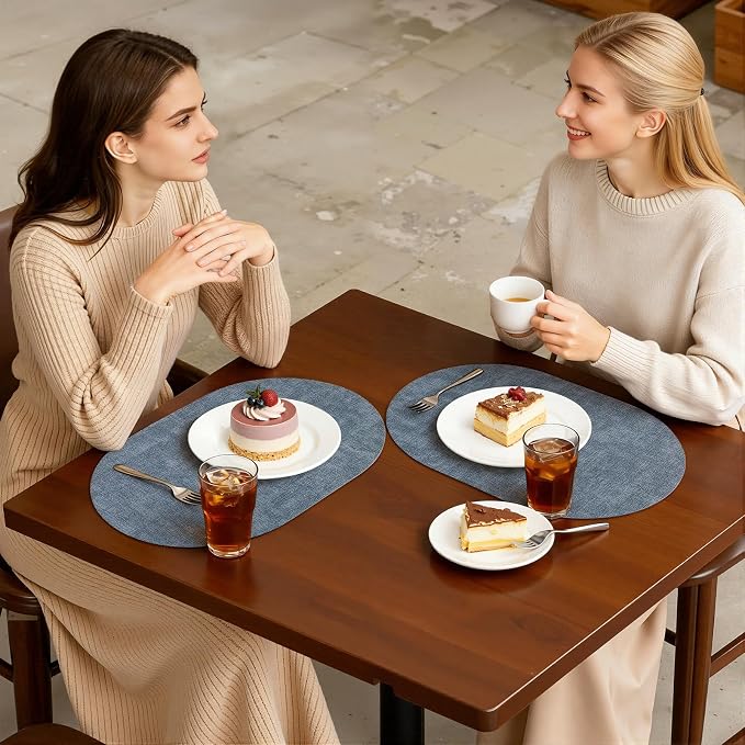 Placemats Set of 6, 11.8 x 17 Inch, Waterproof Wipeable Reversible PU Placemat - Image 7