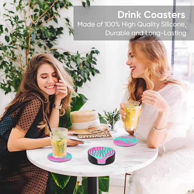 6 Pack Rubber Drink Coasters Plastic Coaster - Image 3