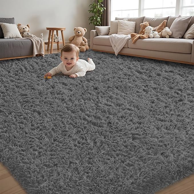 5x8 Area Rug for Living Room:Ultra Soft Fluffy Shag Dark Grey Rugs, Large Fuzzy by Unknown