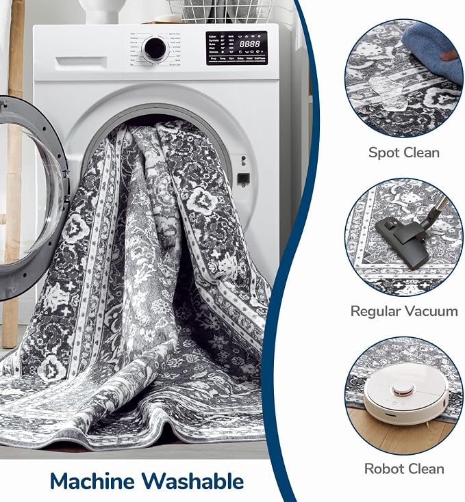 Lessymo 6x9 Bedroom Area Rugs- Machine Washable Area Rugs, Super Soft Faux-Wool - Image 6