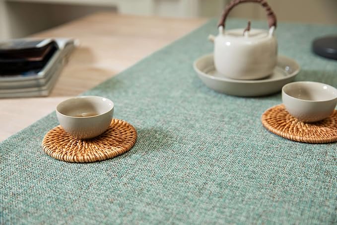 Burlap Style Farmhouse Table Runner, 14x108 Inches Mineral Green | Thick - Image 5