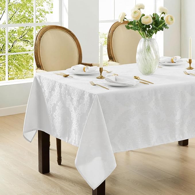Newbridge Barcelona Luxury Damask Fabric Tablecloth, 70” Extra Wide x 144” - Image 8