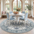 RELEANY Area Rugs Round 7ft Washable Non-Slip, Floral Vintage Distress by RELEANY