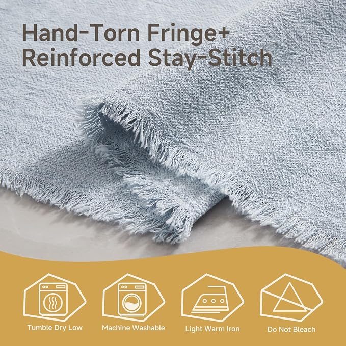 14 x 72 Inches Frayed Edge Table Runner, 270G Heavyweight Sand Washed Slub - Image 7