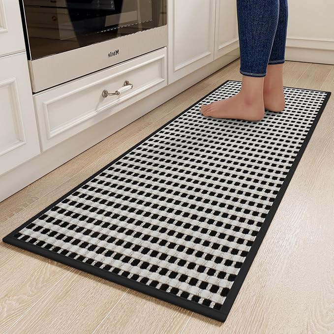 YDKGL Kitchen Rugs Non Slip Washable, Rubber Backing Soft Chenille Braided by YDKGL