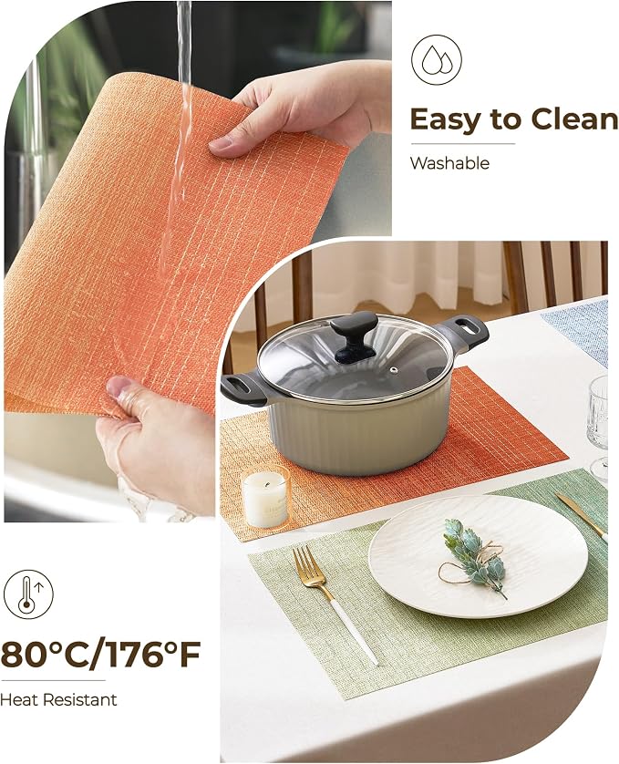 Leetaltree Gradient Burnt Orange Woven Placemats Set of 6 - Image 7