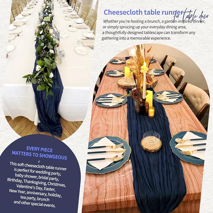 18 Pack Cheesecloth Table Runner 10FT Navy Blue Table Runner Boho Gauze Cheese - Image 8