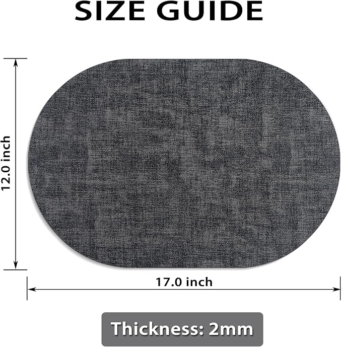 Placemats Set of 8 Non-Slip, Heat Resistant Oval Leather Place mats Double Layer - Image 6