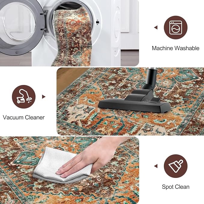 Yamaziot 6FT Round Washable Area Rug, Non-Slip Boho Circle Rugs - Image 4