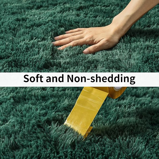 Soft Runner Rugs for Bedroom Hallways, 2x6 Green Fluffy Shag Throw Area Rug Non - Image 6