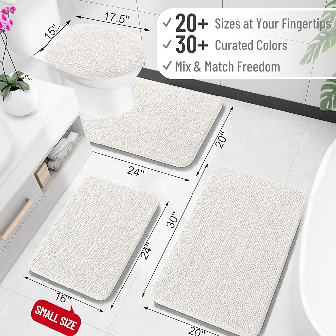 OLANLY Bathroom Rugs 30x18, Extra Soft Absorbent Chenille Bath Rugs, Rubber - Image 2