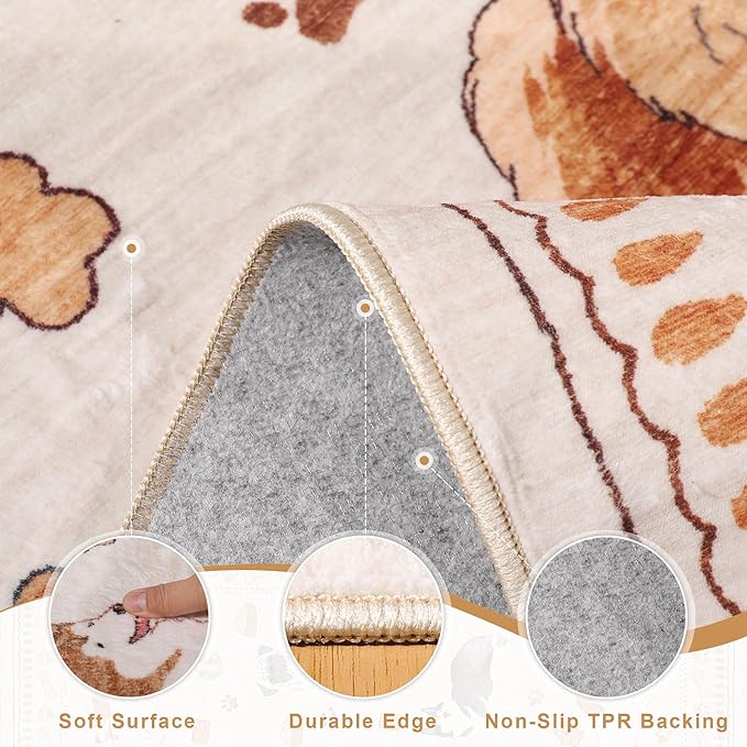 DUKINO 8x10 Area Rug, Non Slip Washable Animal Dog Rug - Image 5