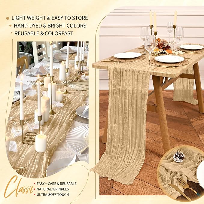4 Pack Cheesecloth Table Runner 10FT Nude Table Runner Boho Gauze Cheese Cloth - Image 5