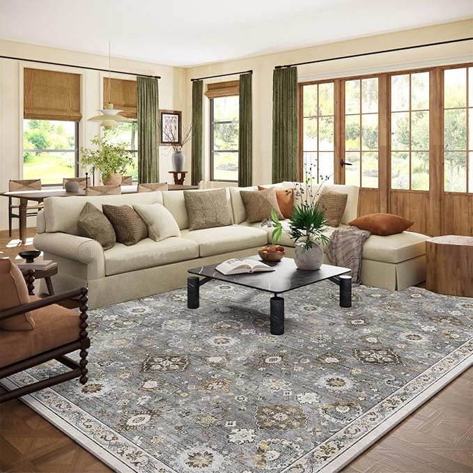 Machine Washable Rug for Living room: 9x12 Area Rugs Boho Vintage Rugs Stain by palohom