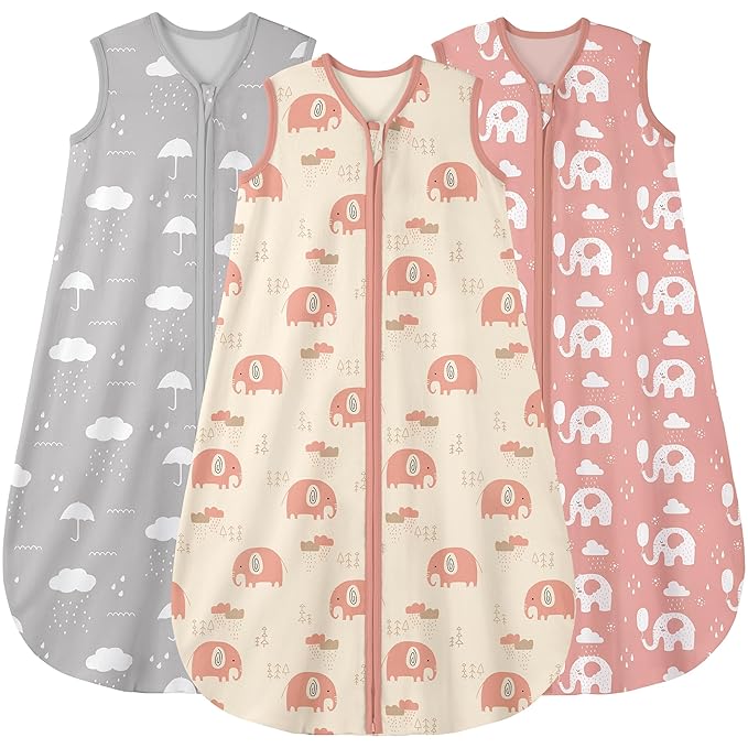 Yoofoss Baby Sleep Sack 12-18 Months Wearable Blanket for Babies 100% Organic Cotton 2-Way Zipper TOG 0.5 Toddler Sleeping Sack 3 Pack, Comfy Lightweight Sleep Sacks
