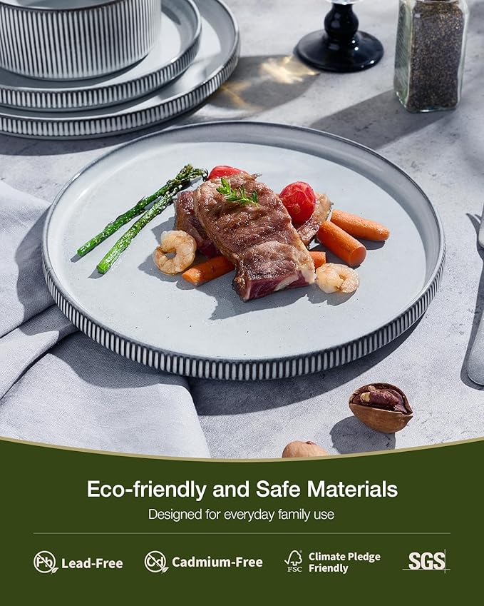 Famiware Star Stoneware Dinnerware Set, Reactive Glaze Plates & Bowls - Image 4