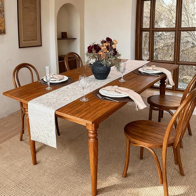 Jacquard Waterproof Table Runner, Milky White - Image 6