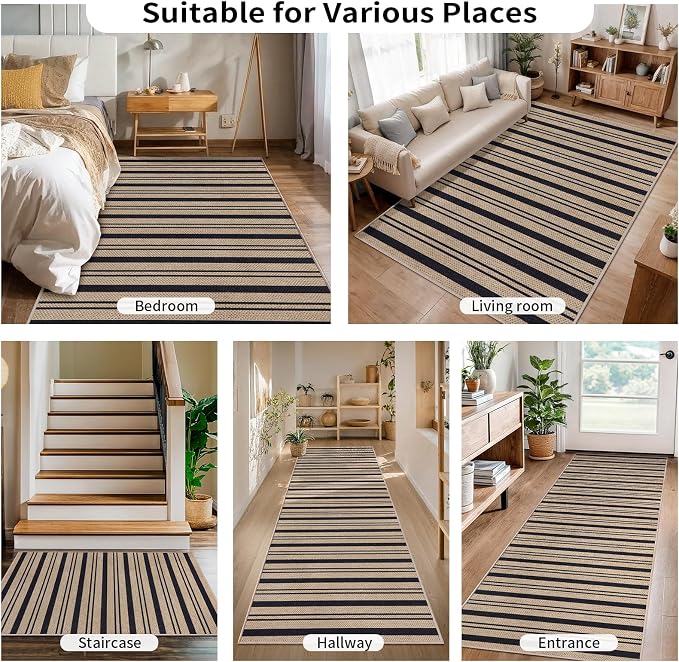 Tangsoo Stripe Easy Jute Rug, Ultra Thin 2x3 Outdoor Rug - Image 8