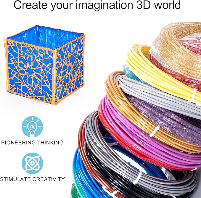 18 Colors 3D Pen Filament Refills Compatible with SCRIB3D MYNT3D PIKA3D 3D Pen for Kids Per Color 10Feet 1.75mm PLA 3D Printing Pen Filament Refills, NOT FIT 3Doodler Start Pen
