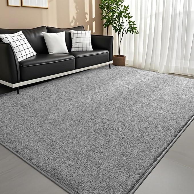 6x9 Feet Grey Area Rugs for Bedroom, Indoor Washable Memory Foam Rug for Living by Woottpe