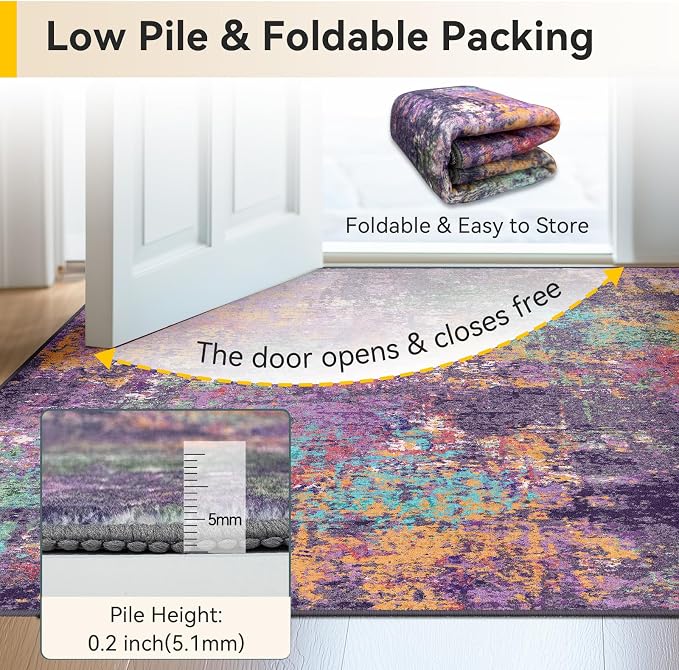 RELEANY Washable Area Rugs 8'x10' Non-Slip Modern Abstract Soft - Image 6