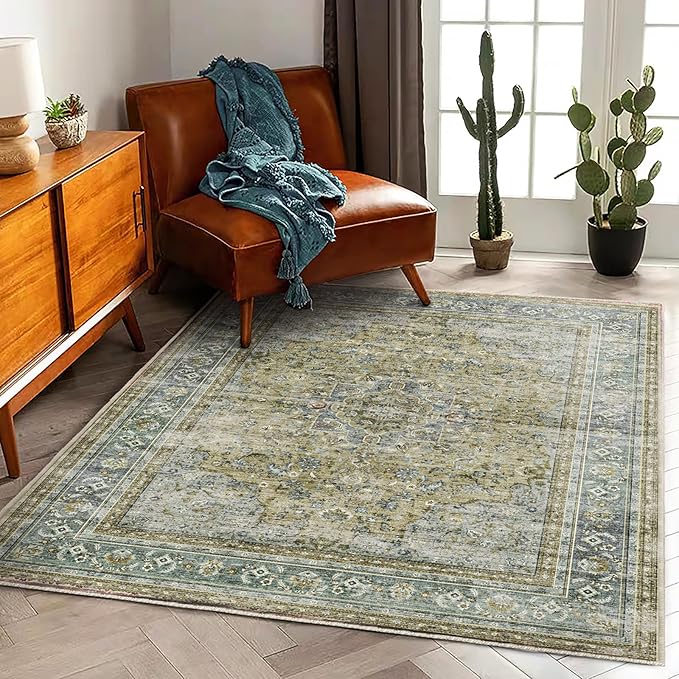 CHAMPLANT Washable Area Rug 4'x6' Traditional Floor Cover Foldable Thin Rugs by CHAMPLANT