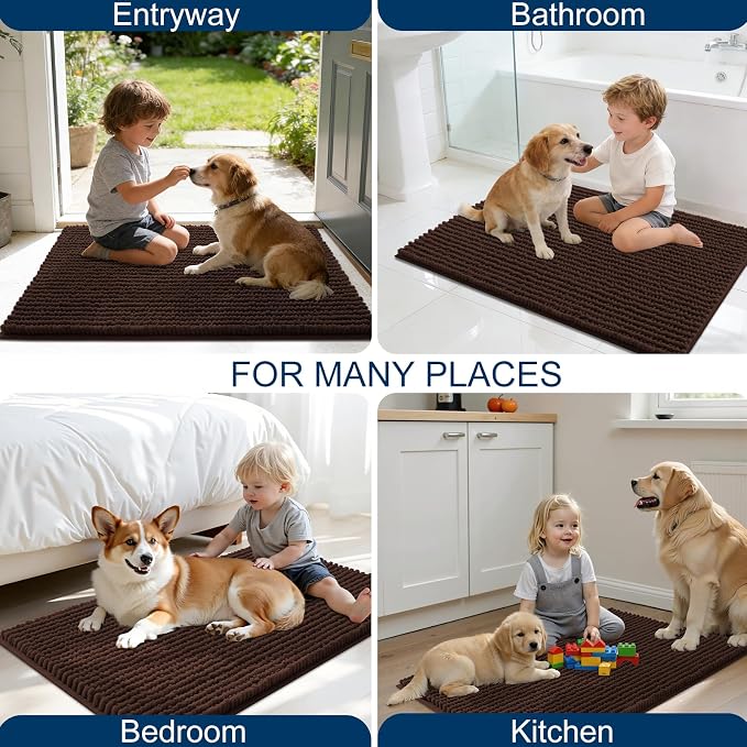 OLANLY Dog Door Mat for Muddy Paws 44x24, Ultra Absorbent Chenille Mud Doormat - Image 8