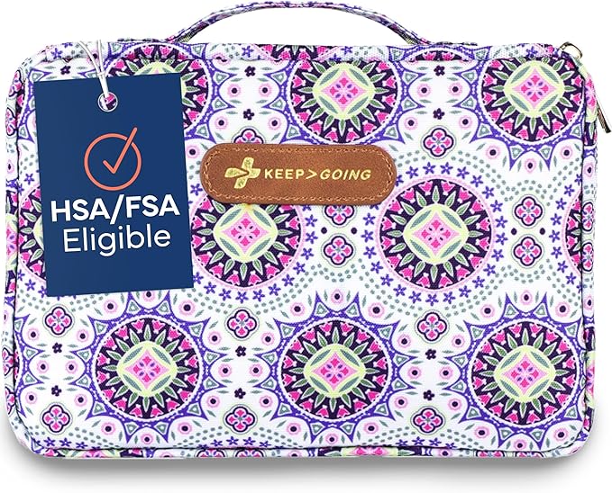 KeepGoing Large Home First Aid Kit for Kids – 270 Pc. for Car, Home, Dorm, & Boat with Latex-Free Bandages – 10 x 7 x 3.5 in. Travel First Aid Kit (Boho)