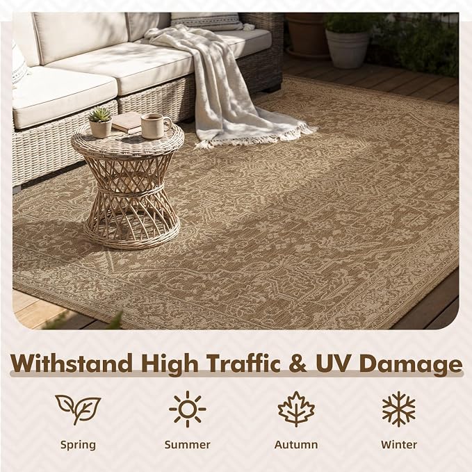 MontVoo-Outdoor Rug-Patio Rug 6x9 ft Polypropylene Indoor Outdoor Rugs Carpet - Image 4