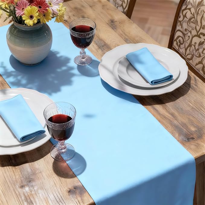 MEANMOY Baby Blue Table Runner 48 Inches Long Waterproof Table Runners | - Image 6