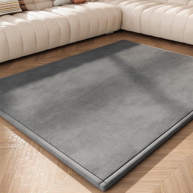 Baby Play Mat for Floor, 1.3'' Thick Memory Foam Tummy Time Mat - Super Soft Coral Velvet Nursery Rug with Non-Slip Backing, Crawling Rug for Toddlers/Infants, Yoga & Tatami Use, 71''x 79''