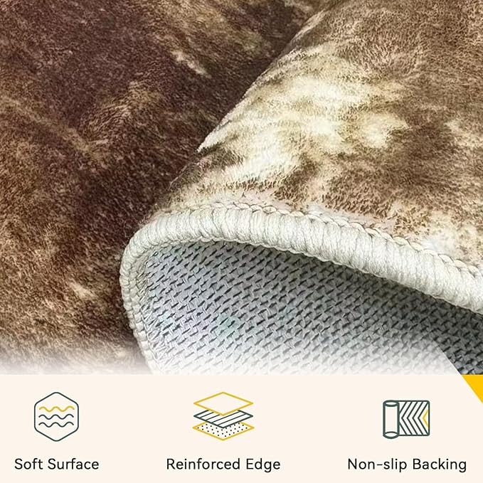 RELEANY Washable Area Rugs Square 8ft Non-Slip Modern Abstract Soft - Image 2