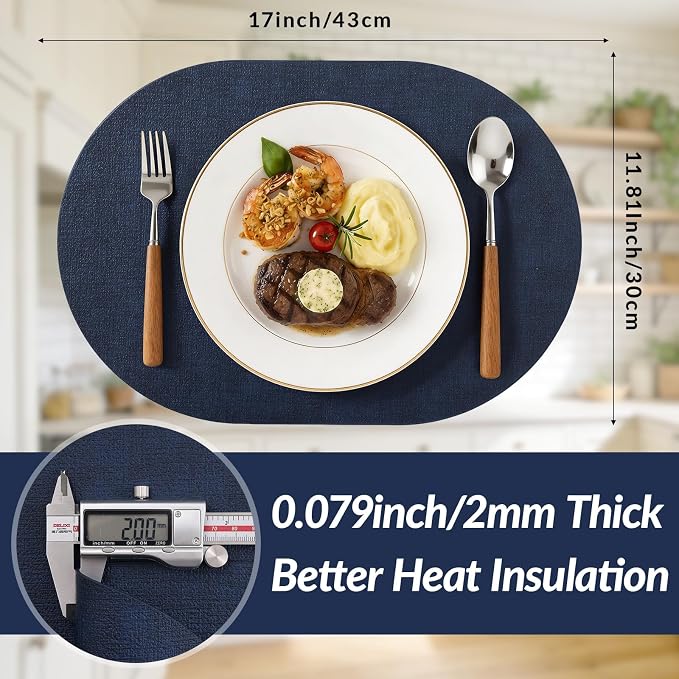Placemats Set of 6, 11.8 x 17 Inch, Waterproof Wipeable Reversible PU Placemat - Image 3