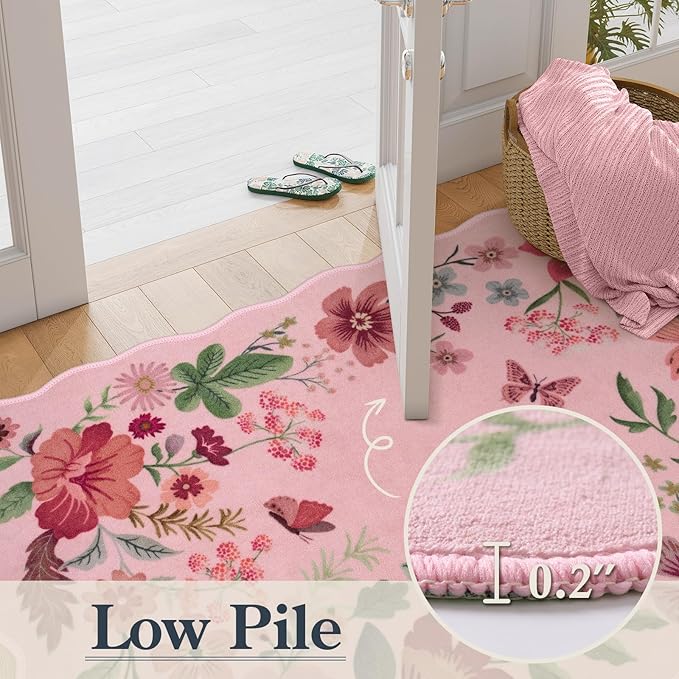 Lahome Floral Living Room Rugs, Non-Slip Washable Rugs Throw Boho Rug - Image 5