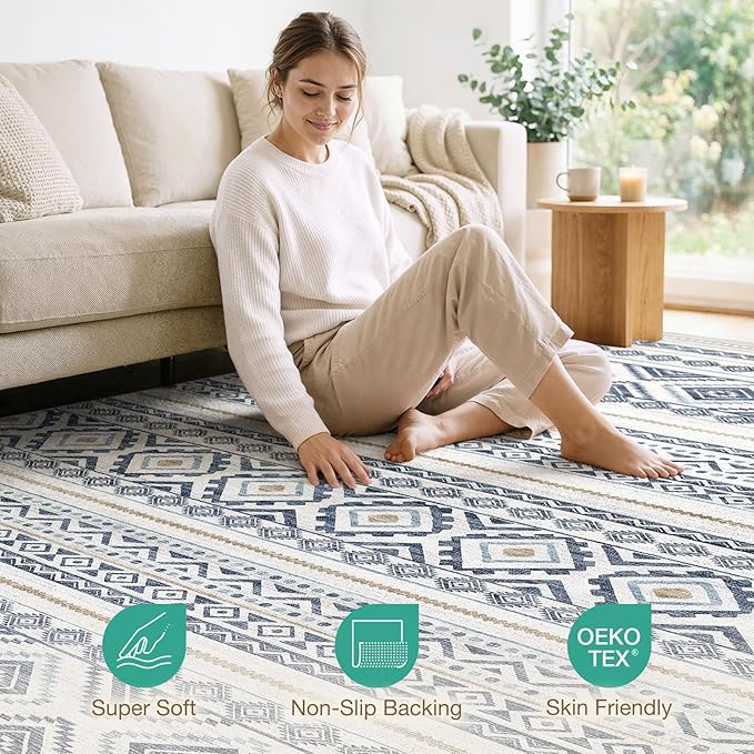 cotiled 5x8 Area Rugs Living Room Rug: Washable Boho Rugs - Image 2