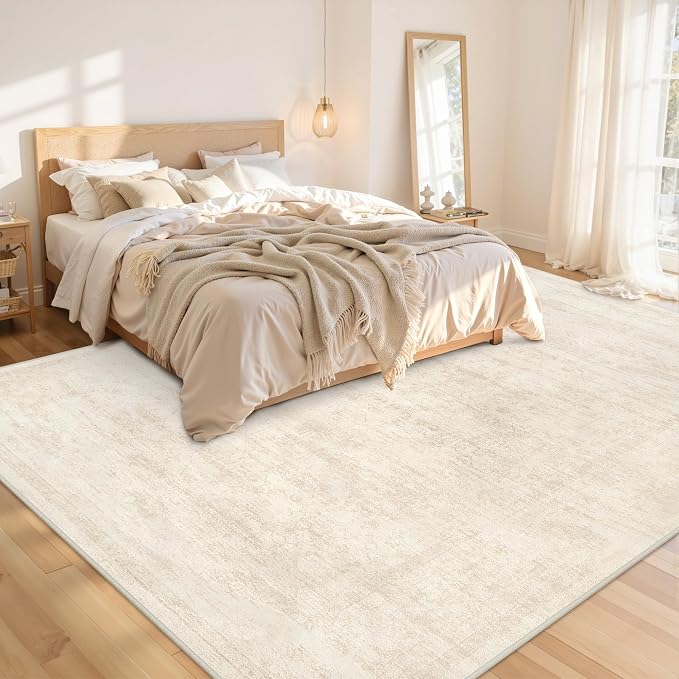 Area Rugs 9x12 Living Room: Vintage Boho Neutral Washable Rug Indoor Soft Large - Image 2