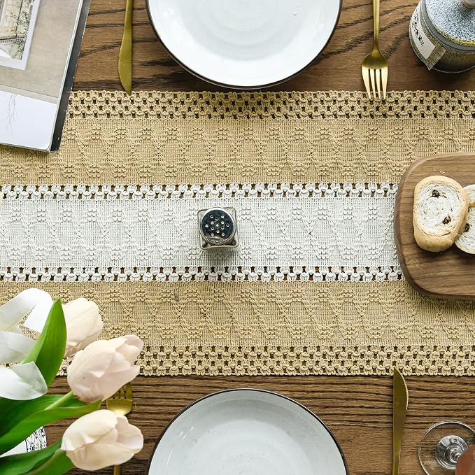 Artoid Mode Burlap Brown Farmhouse Woven Table Runner 12x48 Inch | Seasonal - Image 3