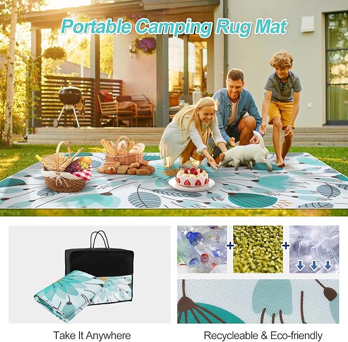 Lahome Floral Indoor Outdoor Rugs, 6x9ft Non Slip Outdoor Patio Rug - Image 3