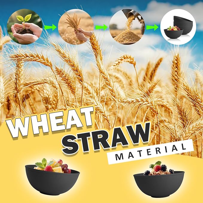 Unbreakable Cereal Bowls 40 OZ, Wheat Straw Bowls Set of 6, Anti Scald Extra - Image 6